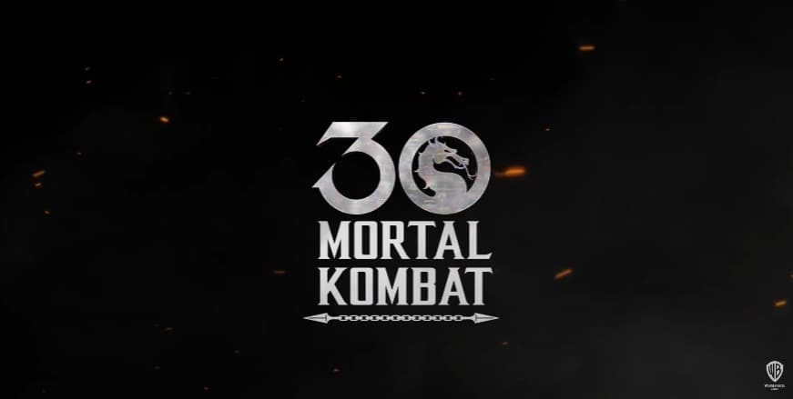 imagem escrita "30 anos de Mortal Kombat" com o logo da franquia