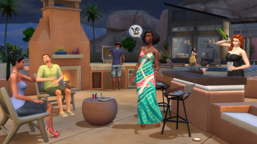 Imagem reprodução dos personagens do The Sims 4 kit Paraíso Desértico