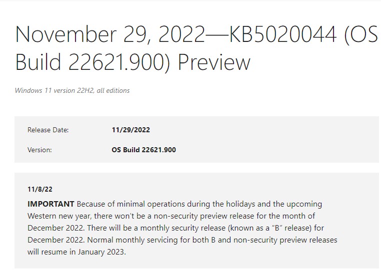 Image shows Windows 11 update KB5020044