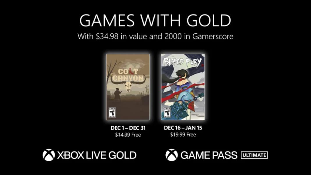 Imagem dos jogos disponíveis no Games with Gold de dezembro