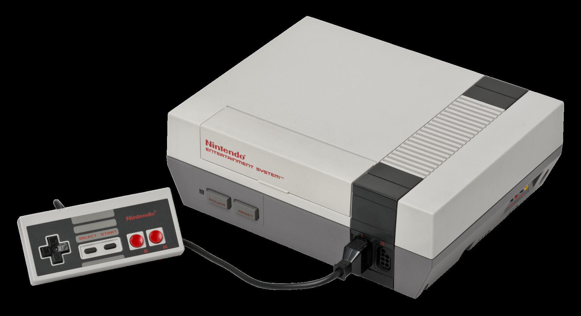 NES console with controller image