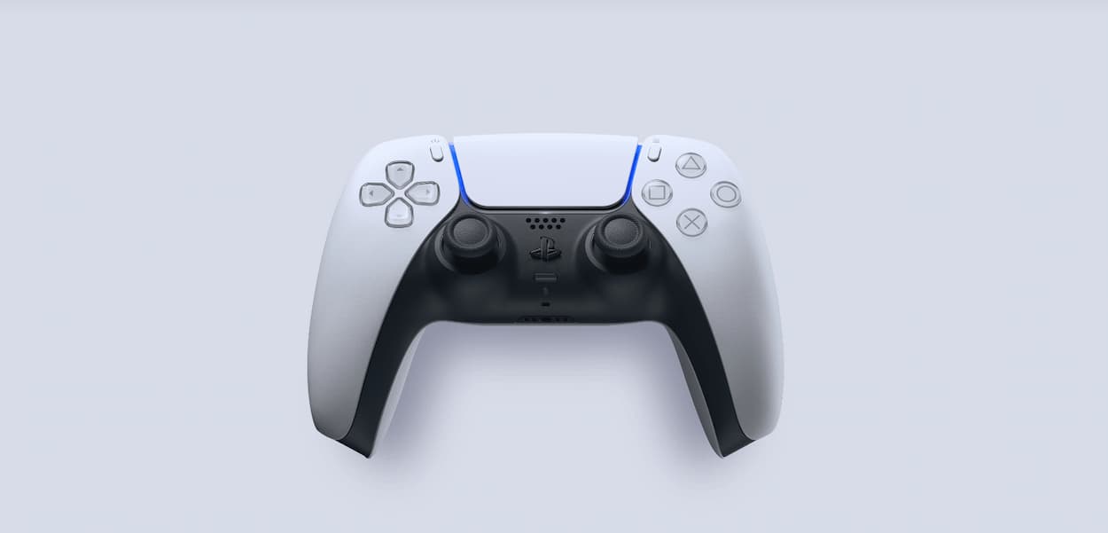 Controle do console PlayStation 5 em fundo branco