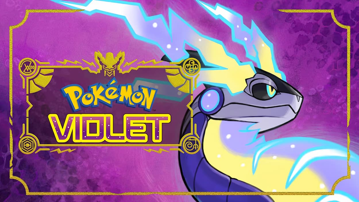 Pokémon Violet em fundo roxo