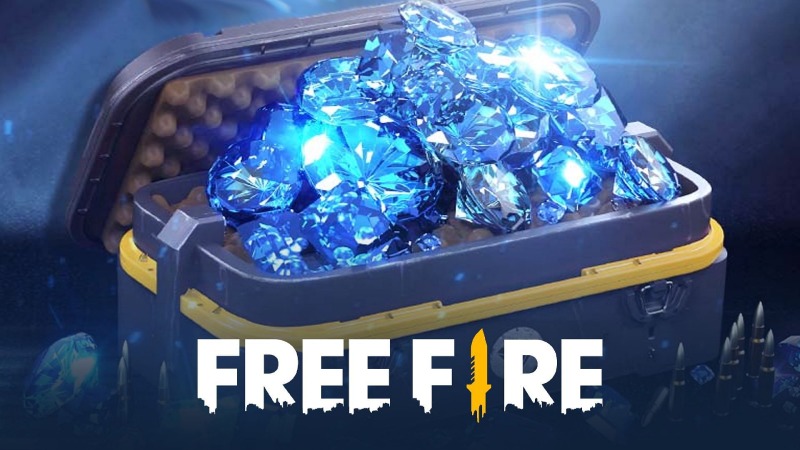 Banner divulgação diamantes do Free Fire dentro de uma caixa