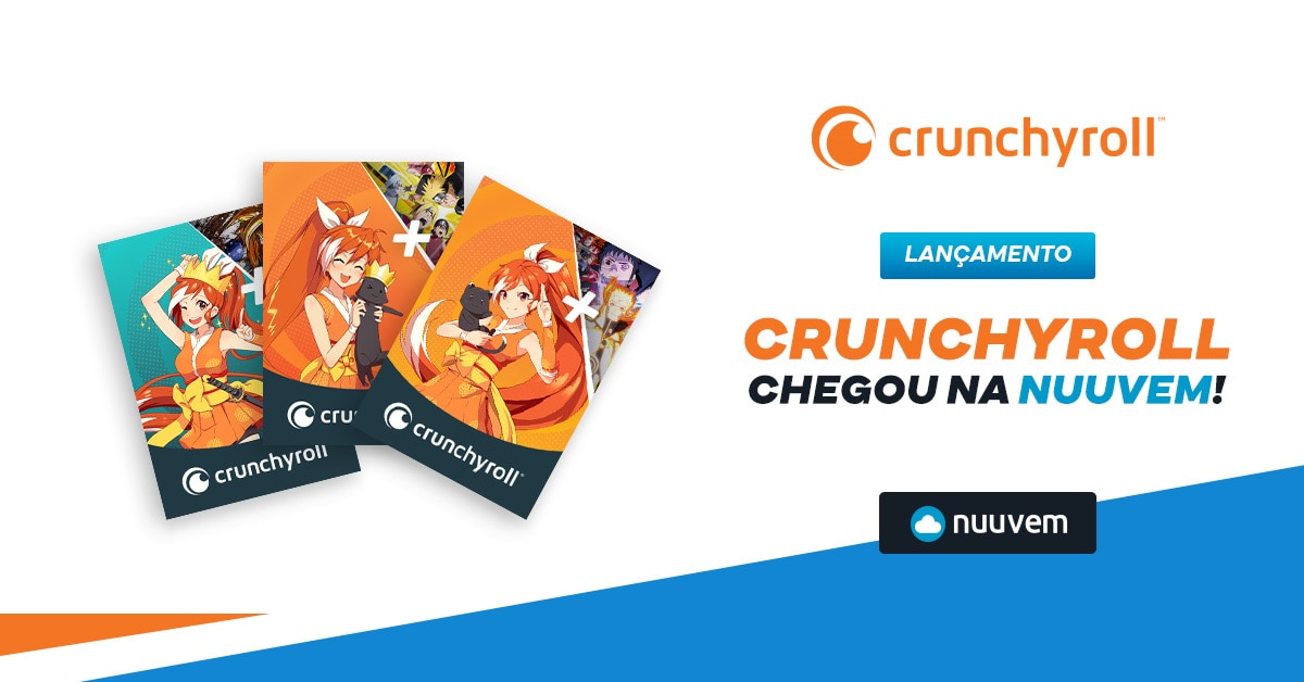 A imagem anuncia a parceria entre crunchyroll e nuvem