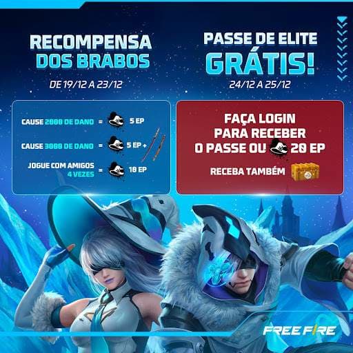 Recompensa do Passe de Elite Gratuito de Natal do Free Fire