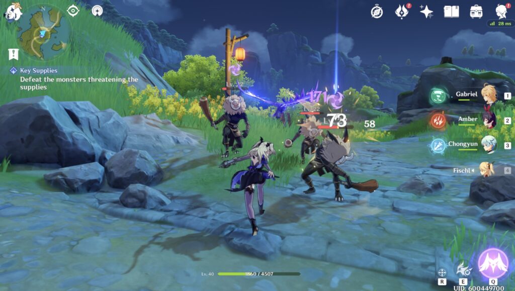 Imagem mostrando batalha dentro do jogo Genshin Impact