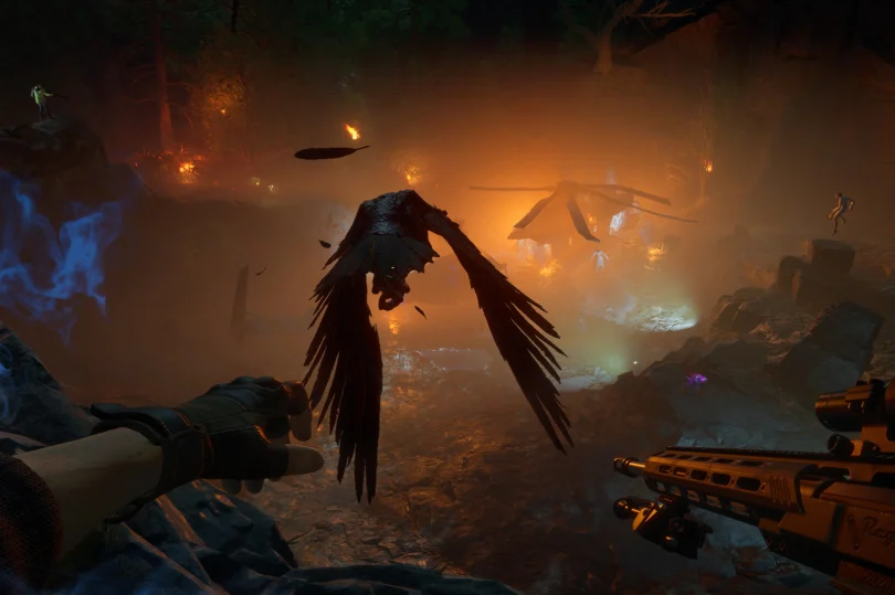 Image revealing player skill using a crow
