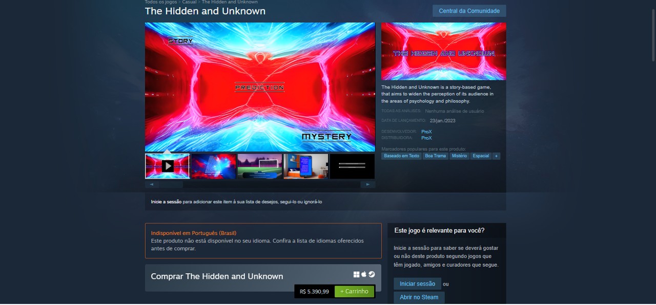 Custando mais de R$ 5,3 mil, The Hidden and the Unknown é o novo jogo