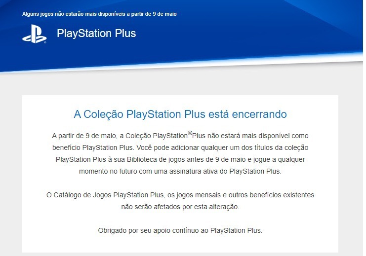 Coleção PS Plus chega ao fim, Sony