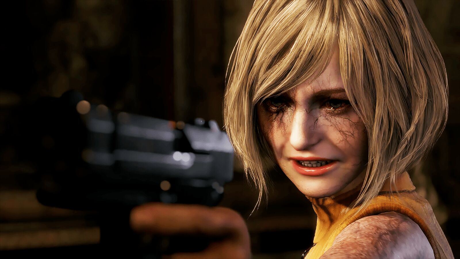 Banner Ashley segurando arma em Resident Evil 4 Remake