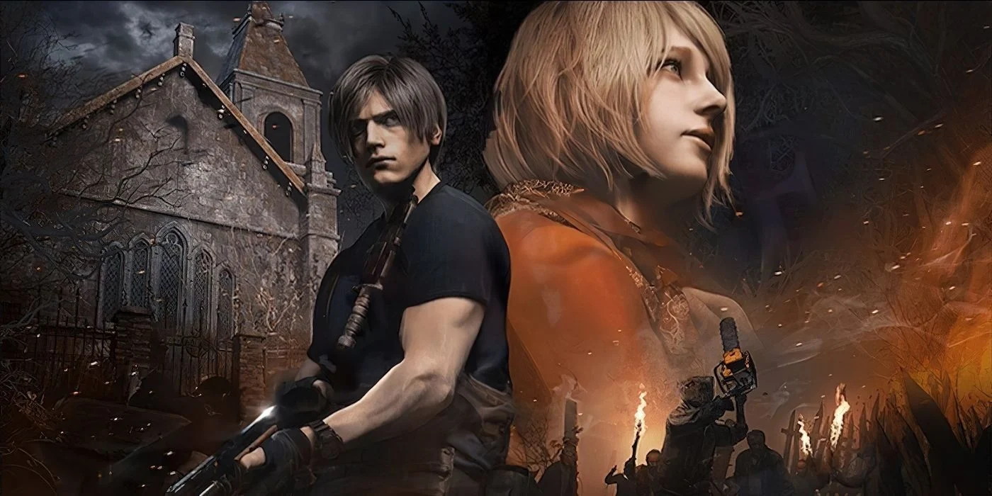Leon e Ashley em banner de Resident Evil 4 Remake