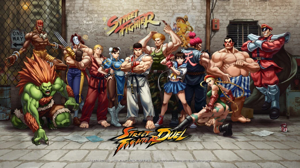 Banner showing several playable characters from Street fighter Duel