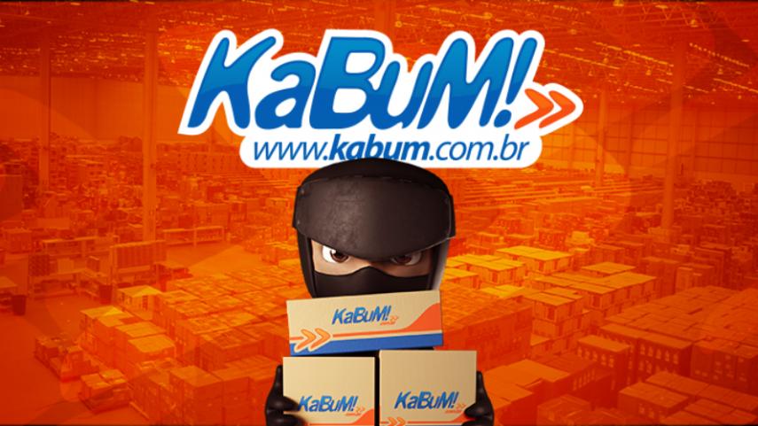 Imagem do mascote da Kabum junto ao logo da marca