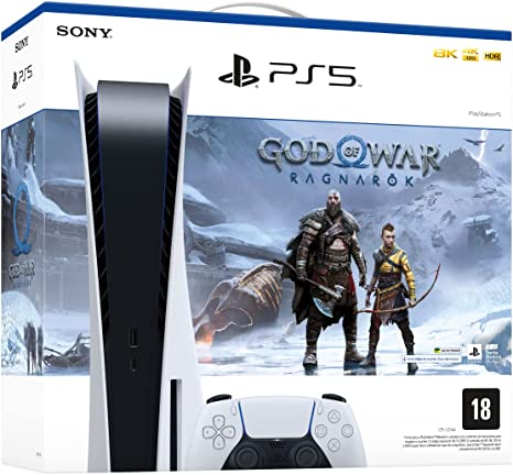Imagem do console em promoção PS5 + God of War: Ragnarok