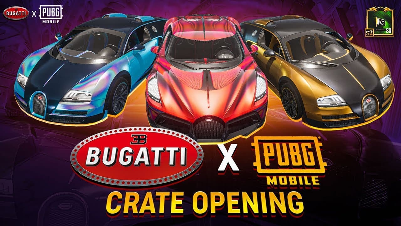 Banner de divulgação da parceria entre Bugatti e PUBG Mobile