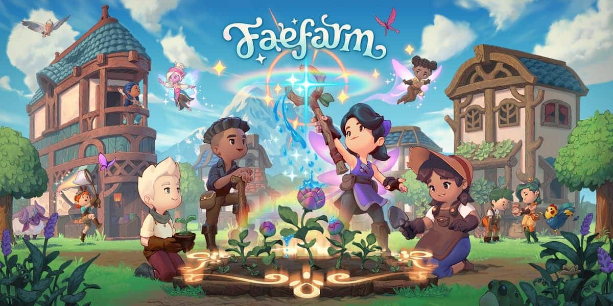 Imagem de um mundo fantasioso de fazenda do jogo Fae Farm