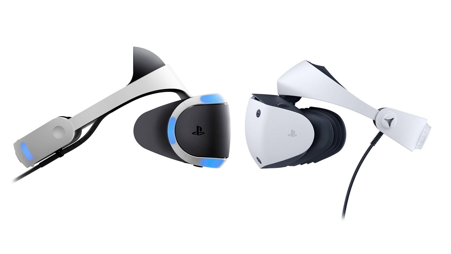 Imagem mostrando comparação entre a versão anterior e o novo PlayStation VR 2