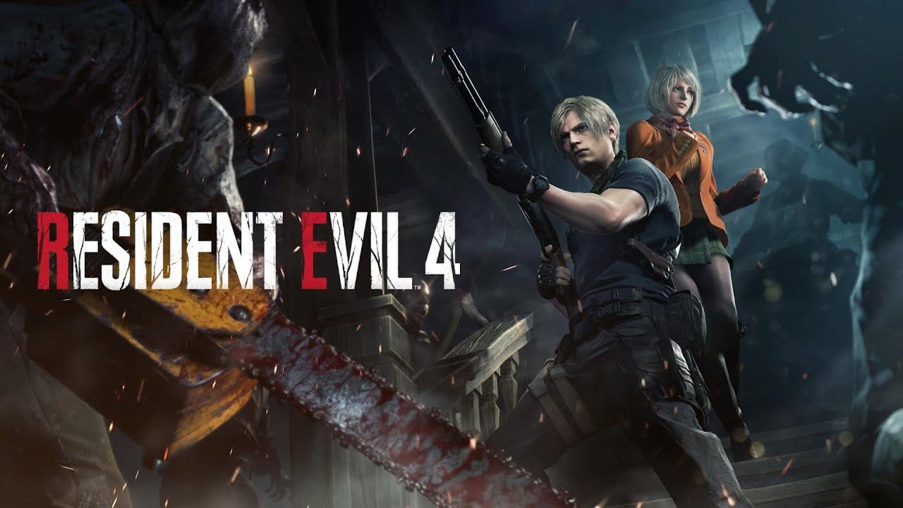 Capa de divulgação do jogo Resident Evil 4 Remake com os personagens do jogo