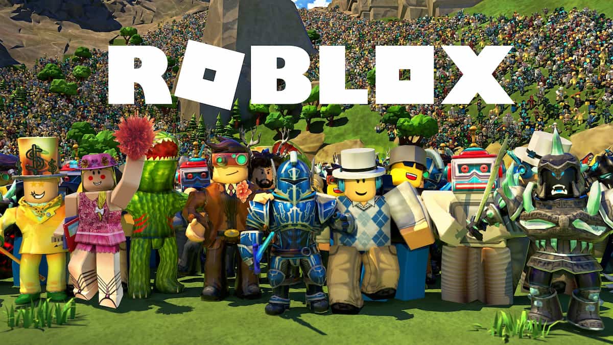 Personagens do Roblox em uma paisagem