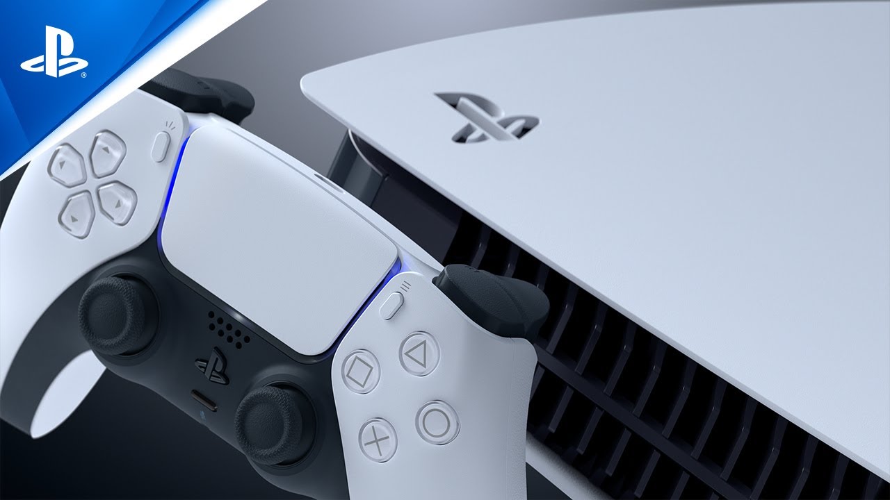 Imagem da Sony mostrando console e controle do PS5