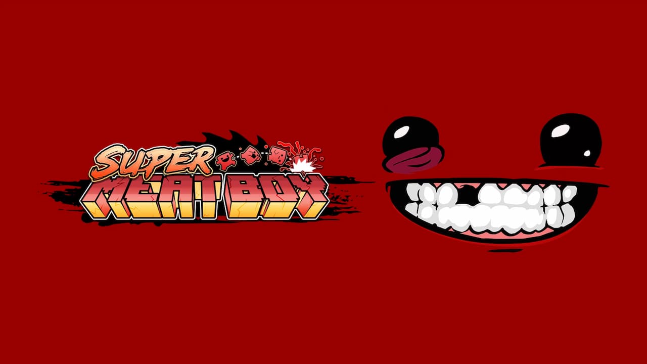 Banner de divulgação com logo do jogo Super Meat Boy