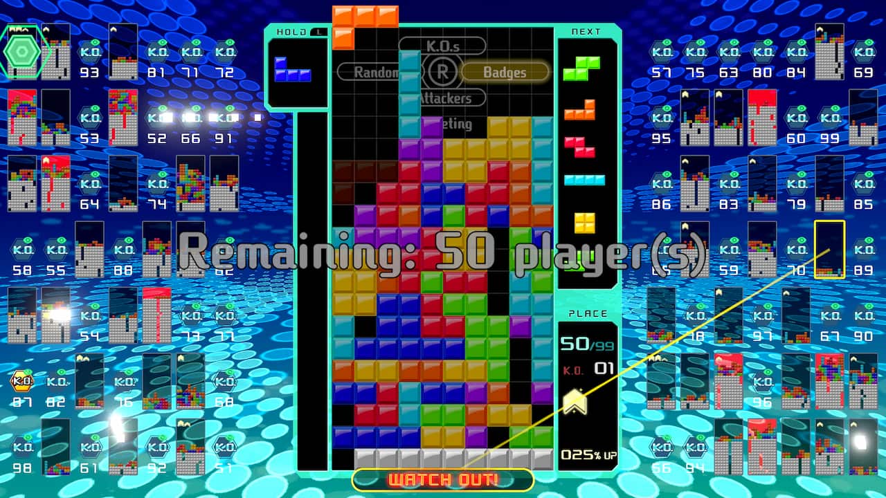 Imagem do jogo tetris 99, battle royale de tetris