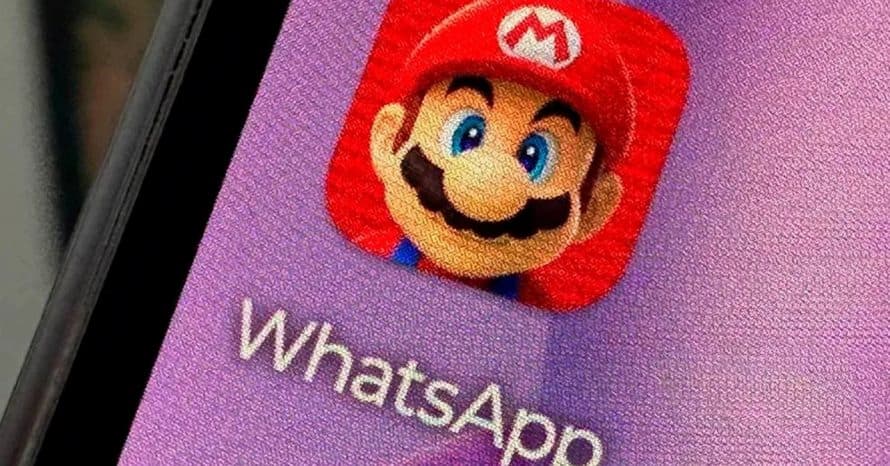 icone do mário com texto whatsapp