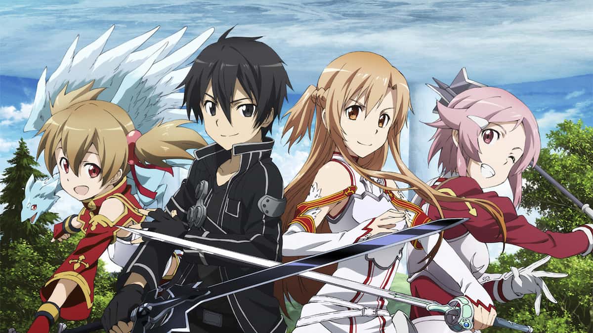 personagens do anime sword art online com espadar e estilo de cavaleiros