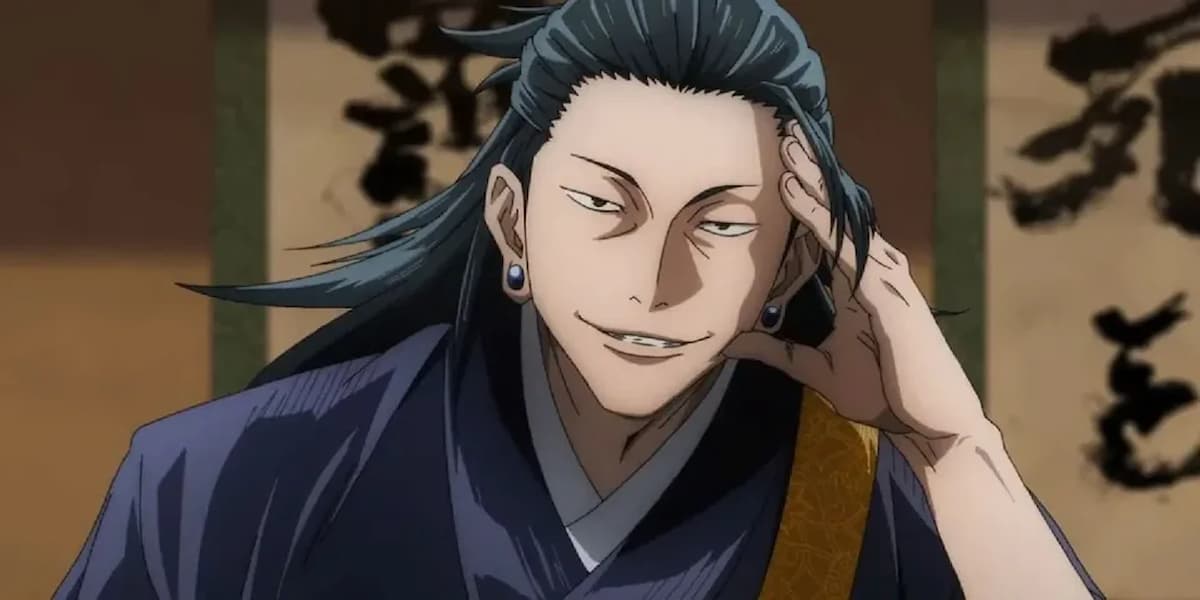 personagem japones de cabelos longos com roupas orientais no anime jujutsu kaisen