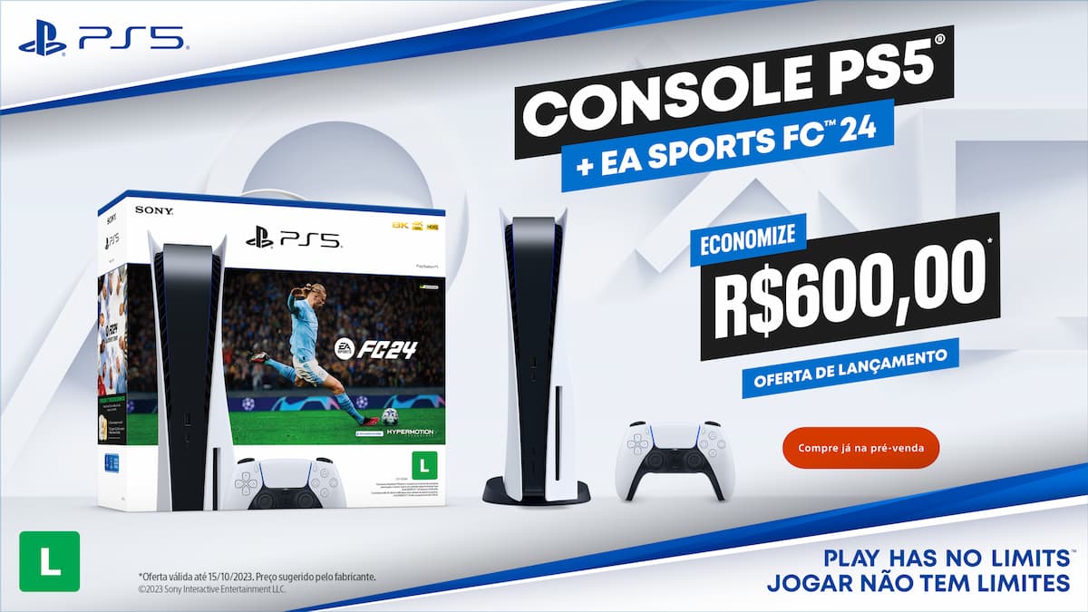 banner de divulgação do Bundle EA Sports FC 24 com oferta de 600 reais