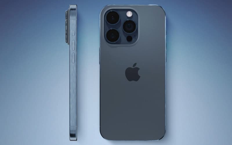 imagem do novo iphone 15 em cinza azulado