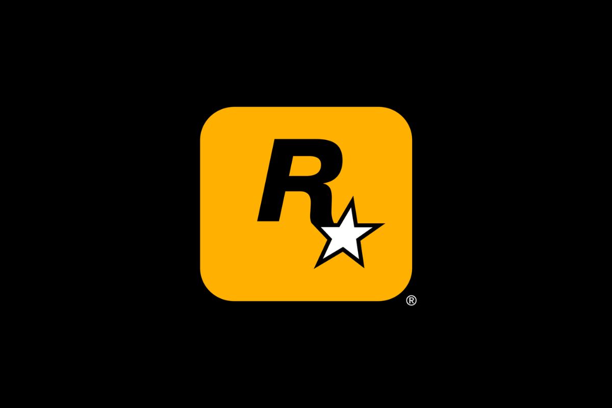 Logo da Rockstar Games, um quadrado laranja com a letra R e uma estrela branca inscritas.