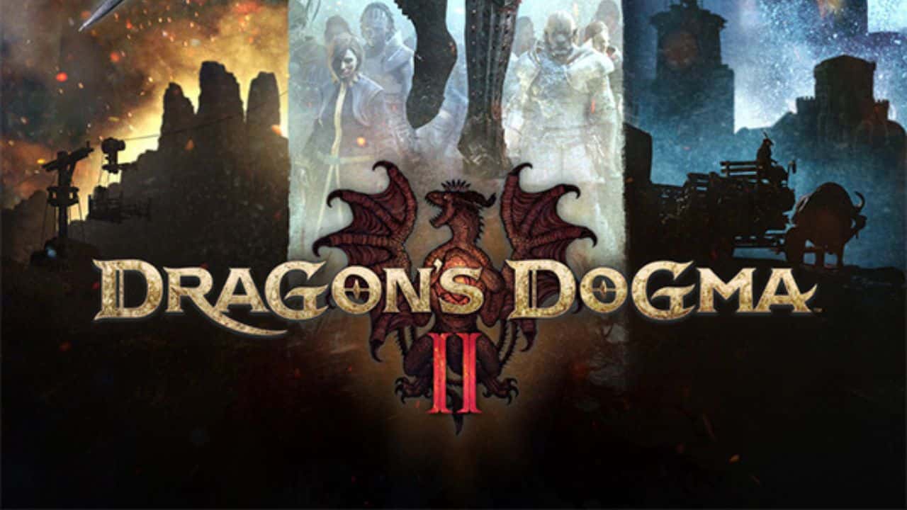 Banner do jogo Dragon's Dogma II. Ao centro, há o destaque para o título do jogo