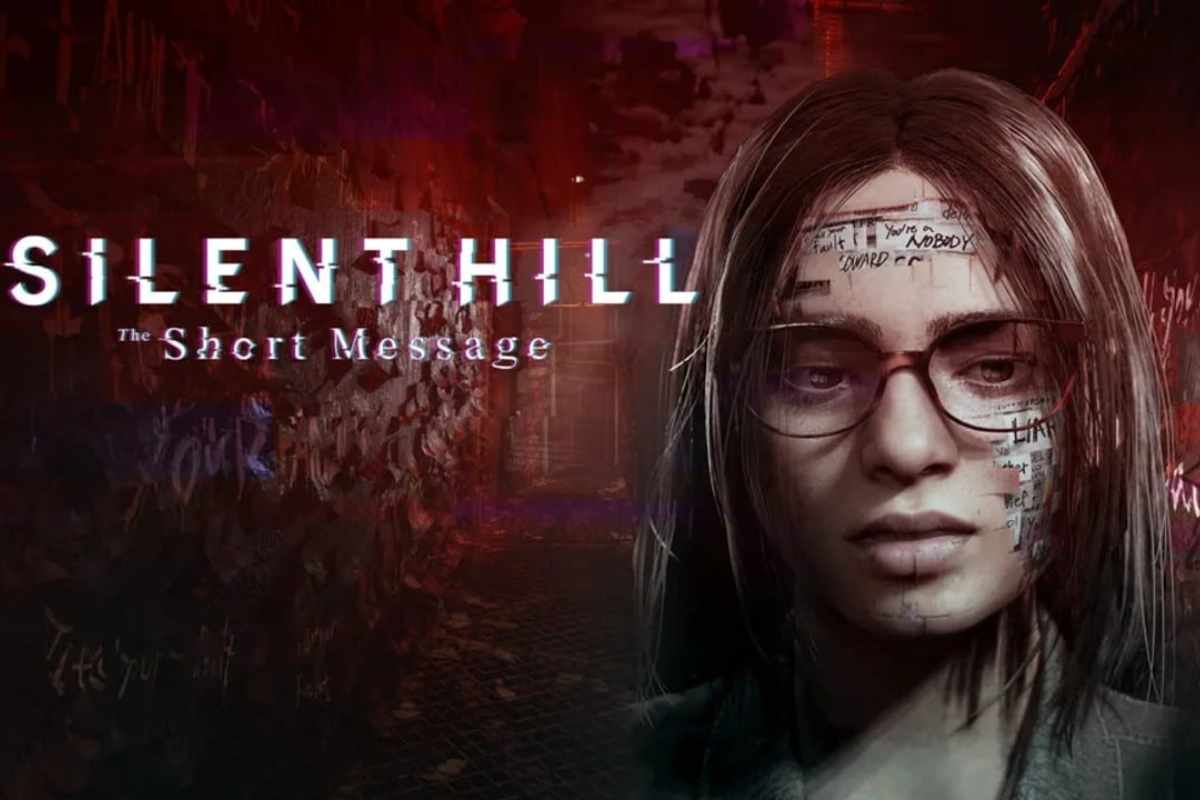 Pôster de divulgação do jogo Silent Hill: The Short Message. Nele, ao lado direito da imagem, está a protagonista; do lado esquerdo o título do game.