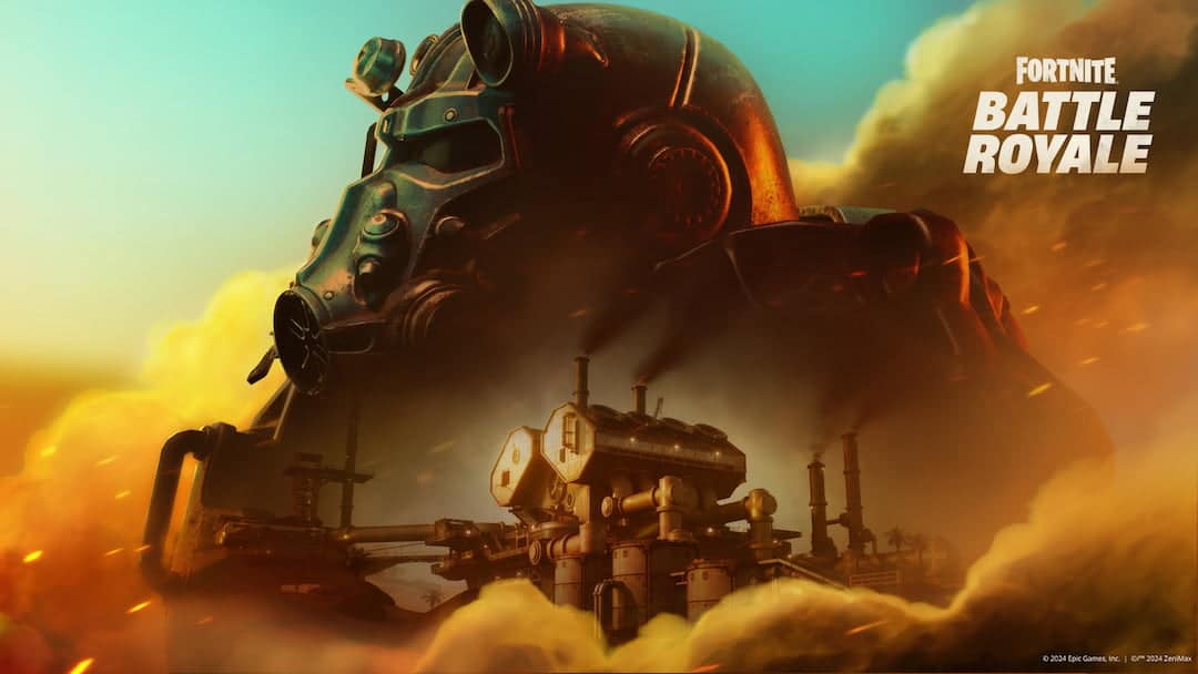 Banner de divulgação da colaboração entre Fallout e Fortnite